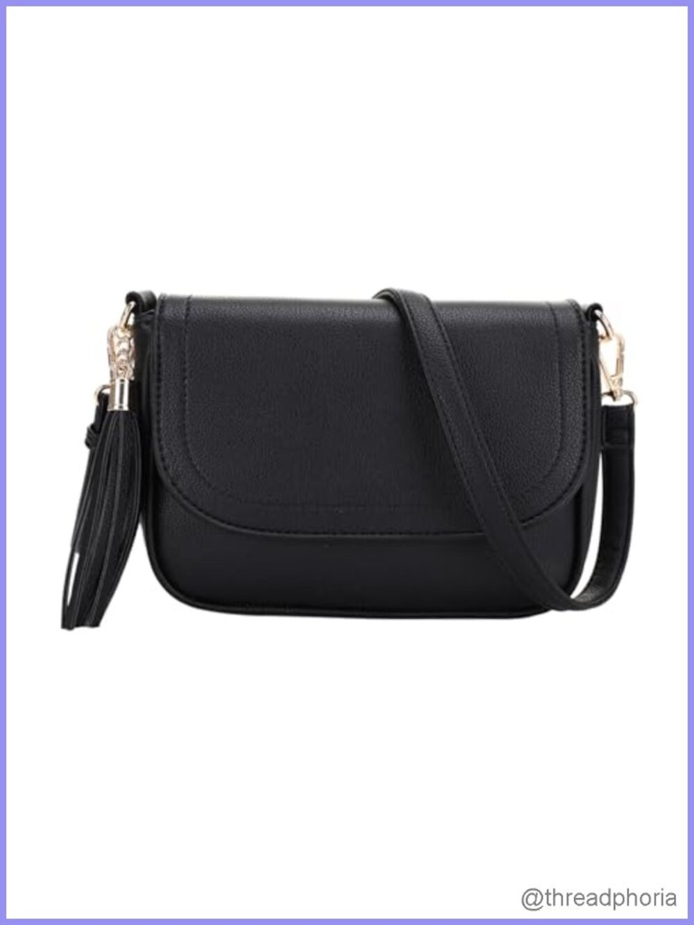 Women's Vegan Leather Small Crossbody Bag Flap Saddle Purse with Tassel